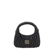 Miu Miu Black Calf Leather Hobo Handbag