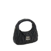 Miu Miu Black Calf Leather Hobo Handbag