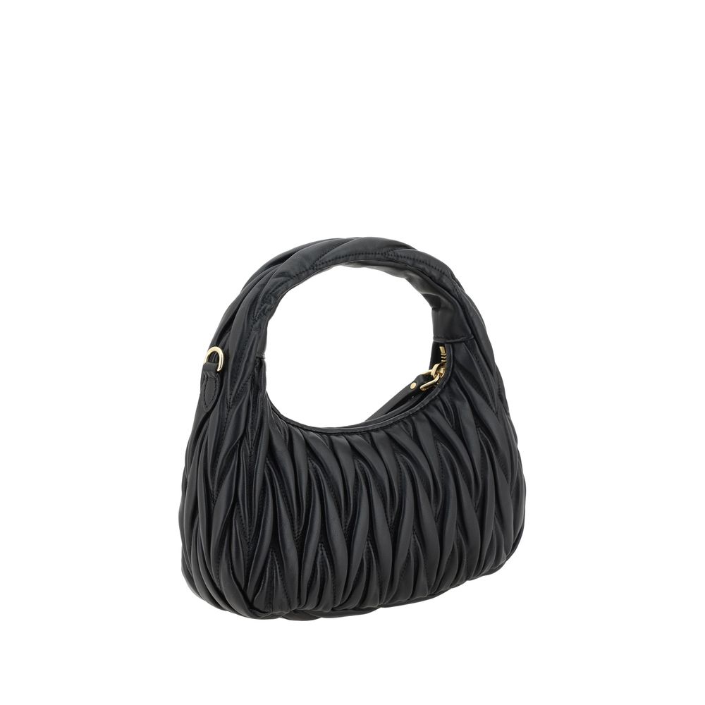 Miu Miu Black Calf Leather Hobo Handbag