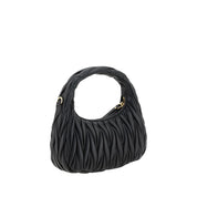 Miu Miu Black Calf Leather Hobo Handbag