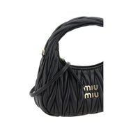 Miu Miu Black Calf Leather Hobo Handbag