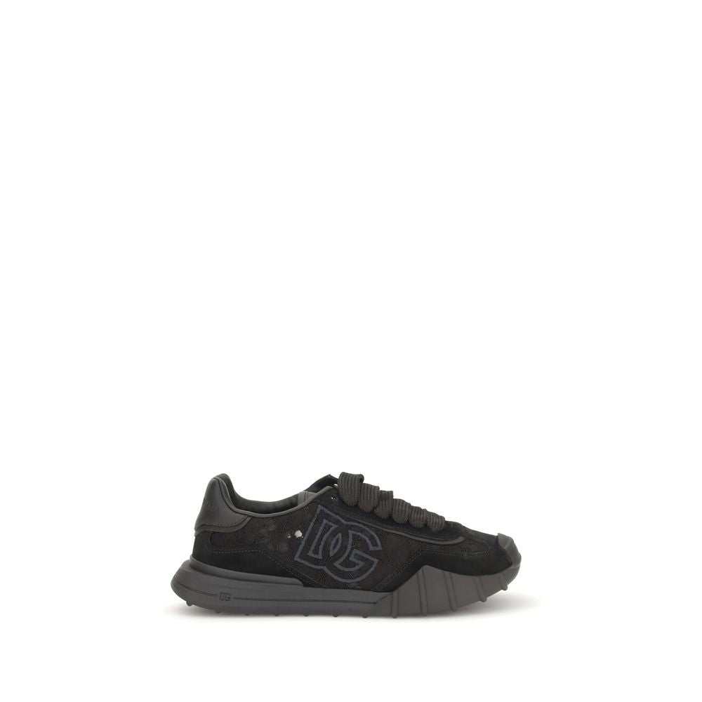 Dolce & Gabbana Black Calf Leather Chunky Sneakers