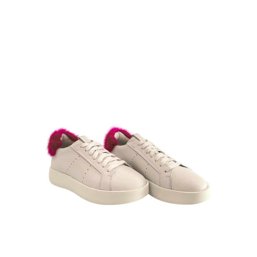 Santoni White Leather Platform Sneakers