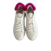 Santoni White Leather Platform Sneakers