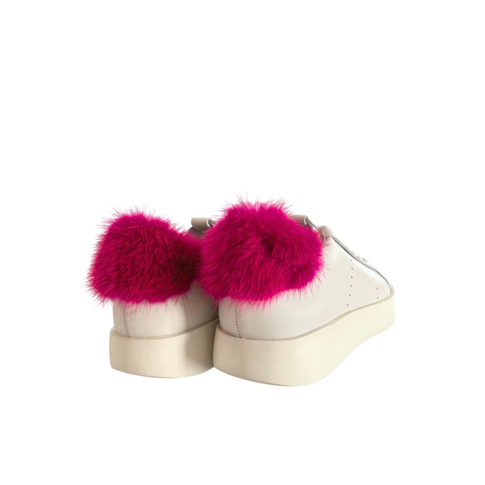 Santoni White Leather Platform Sneakers