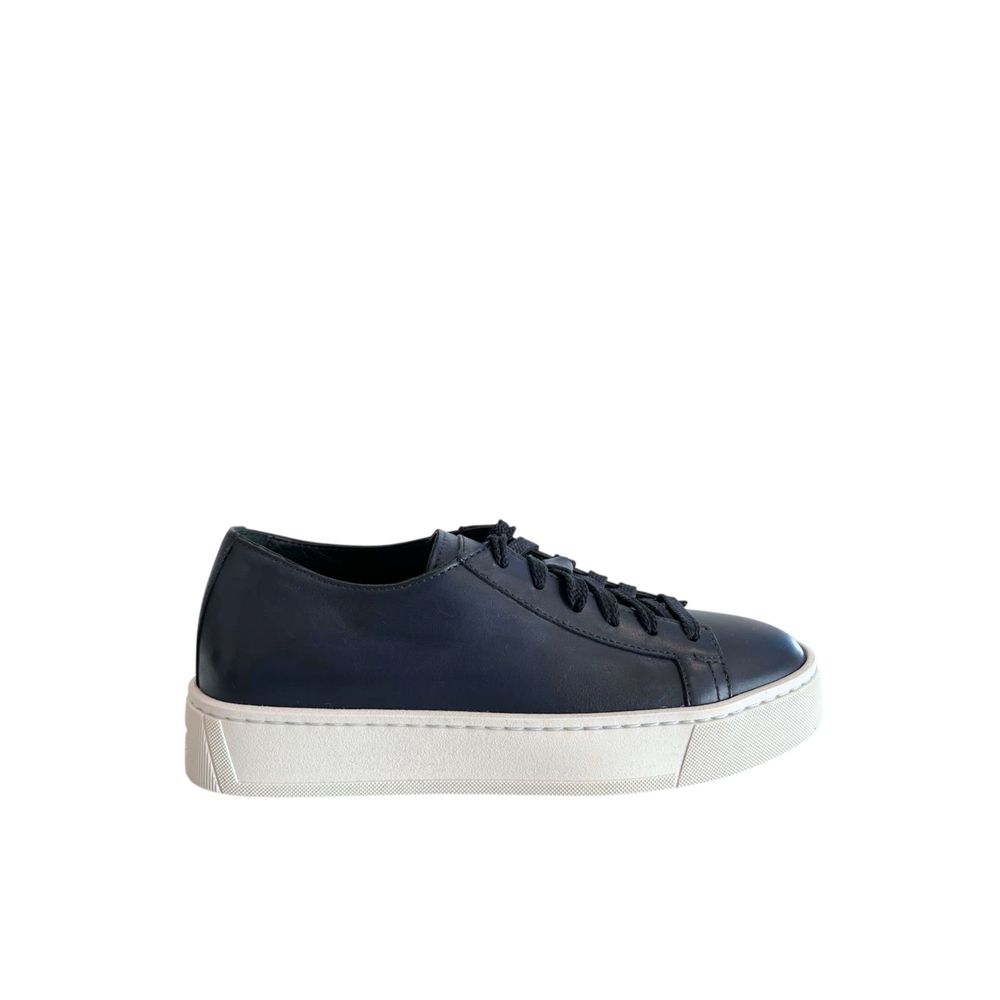 Santoni Blue Leather Platform Sneakers