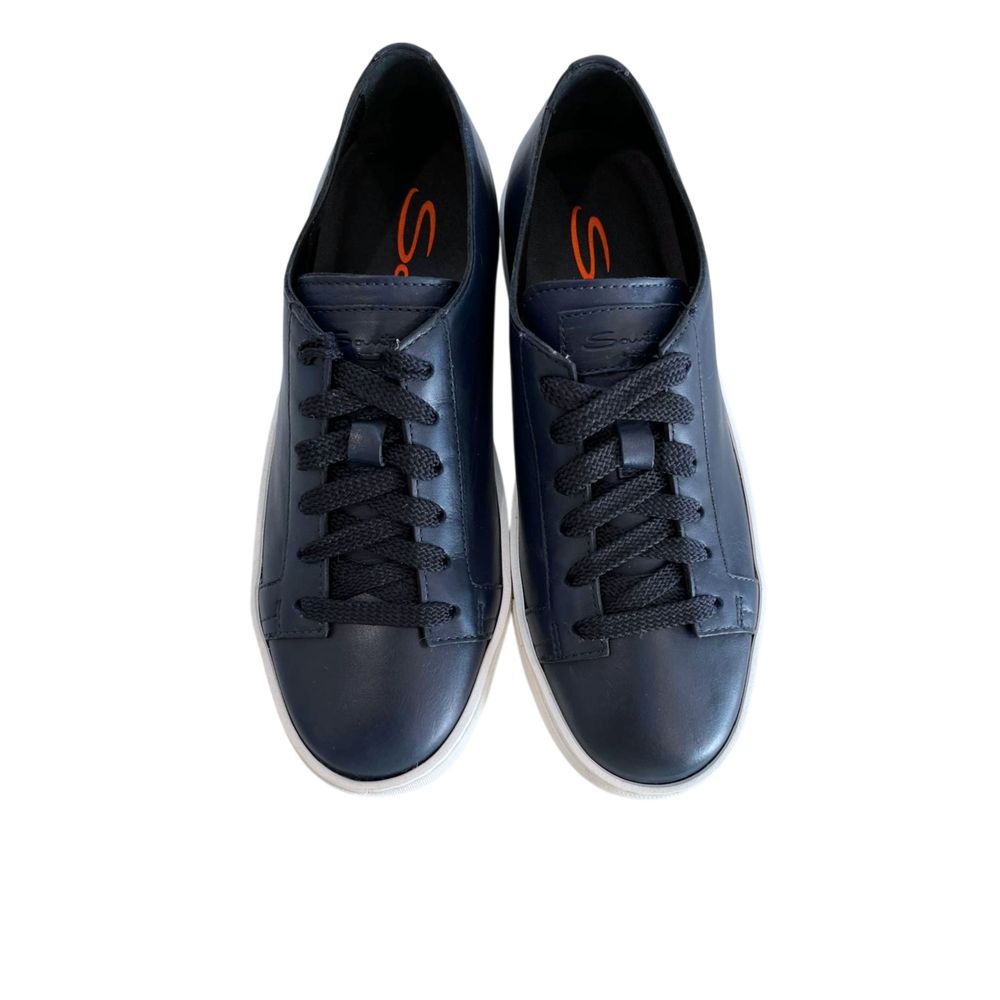 Santoni Blue Leather Platform Sneakers