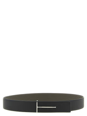 Tom Ford Black Gray Calfskin Reversible Belt