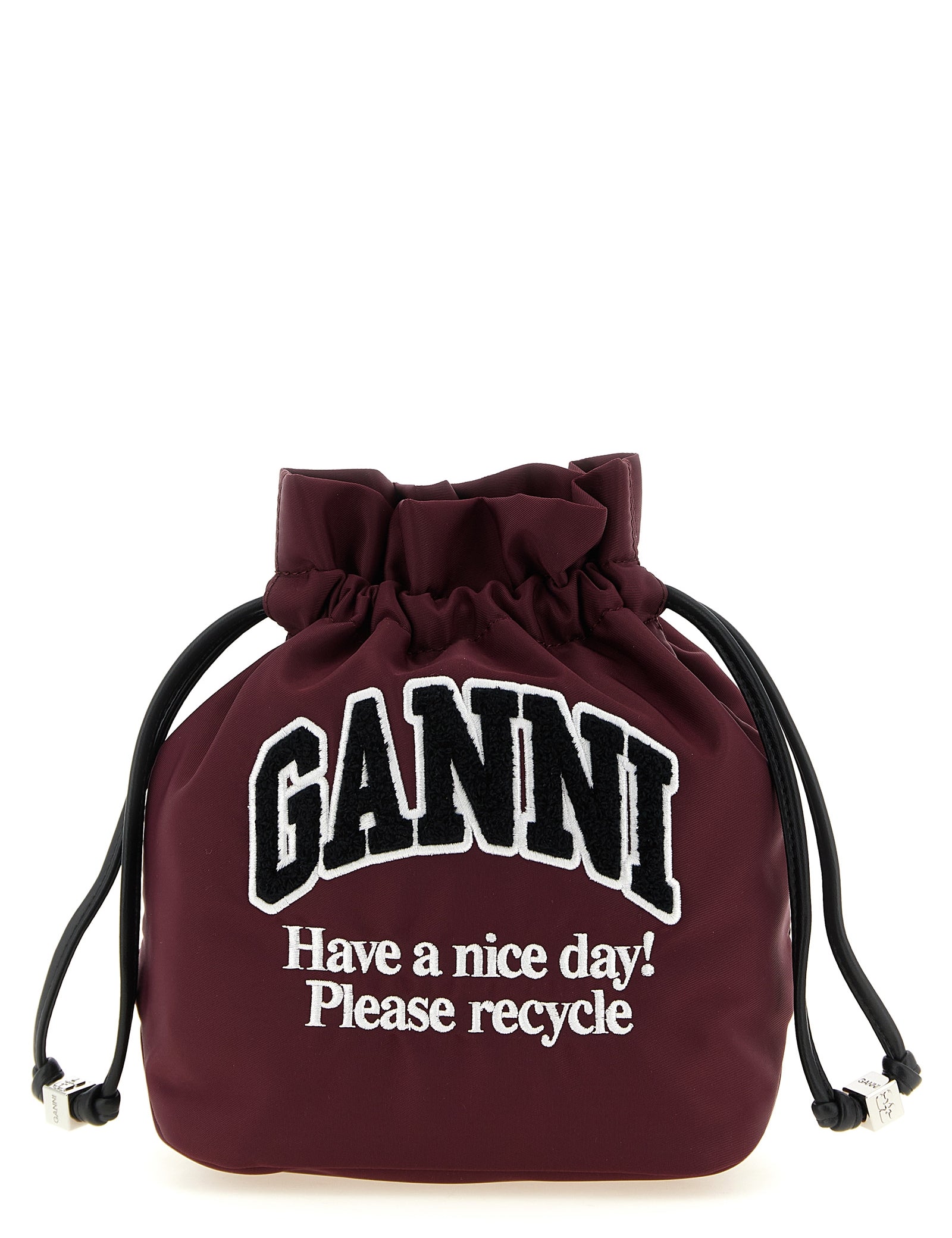 Ganni Bordeaux Recycled Polyamide Clutch Bag