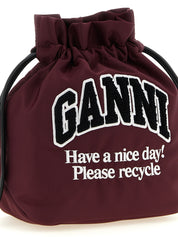 Ganni Bordeaux Recycled Polyamide Clutch Bag