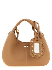 Ganni Beige Faux Leather Mini Hobo Handbag