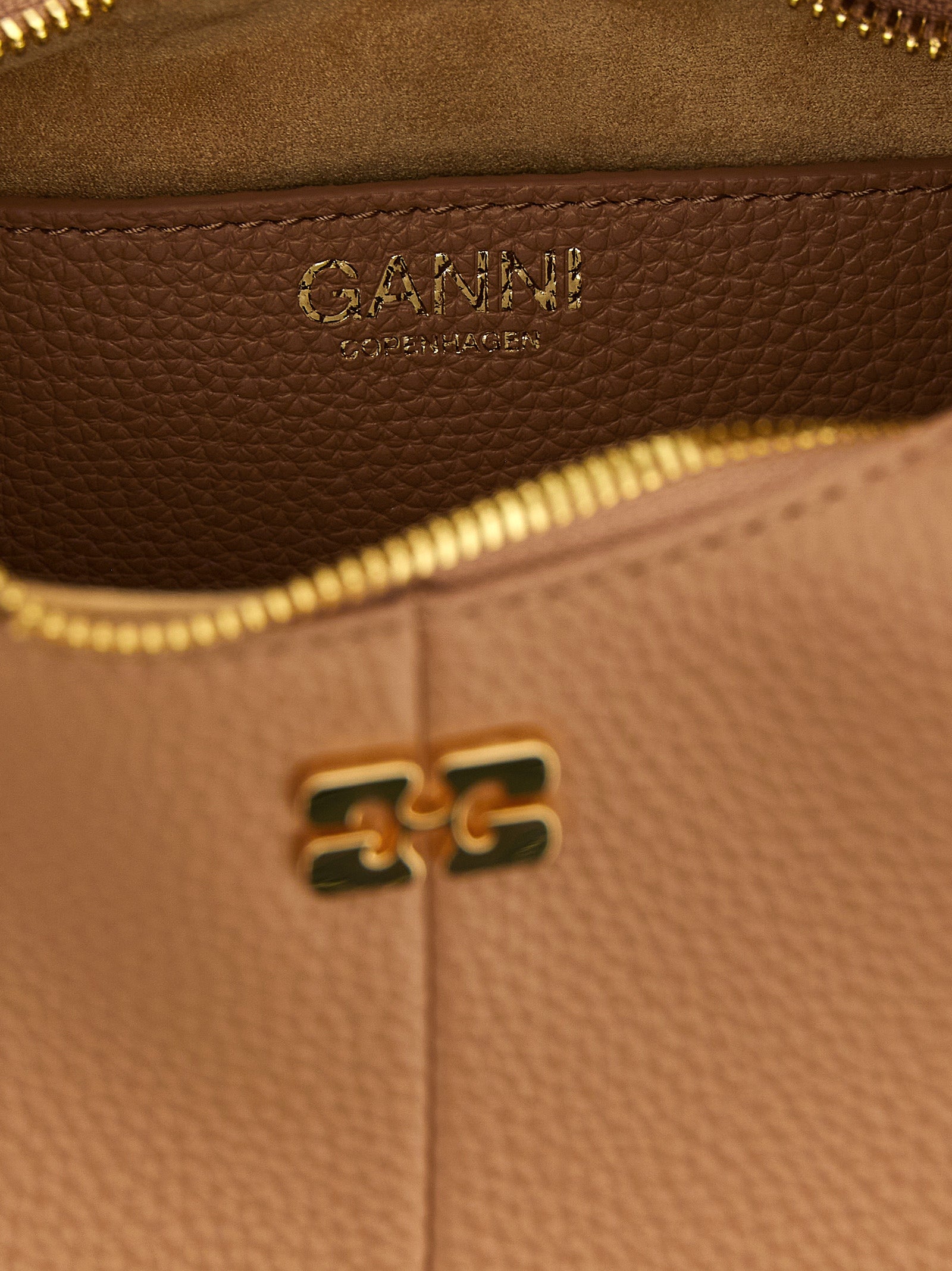 Ganni Beige Faux Leather Mini Hobo Handbag