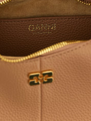 Ganni Beige Faux Leather Mini Hobo Handbag