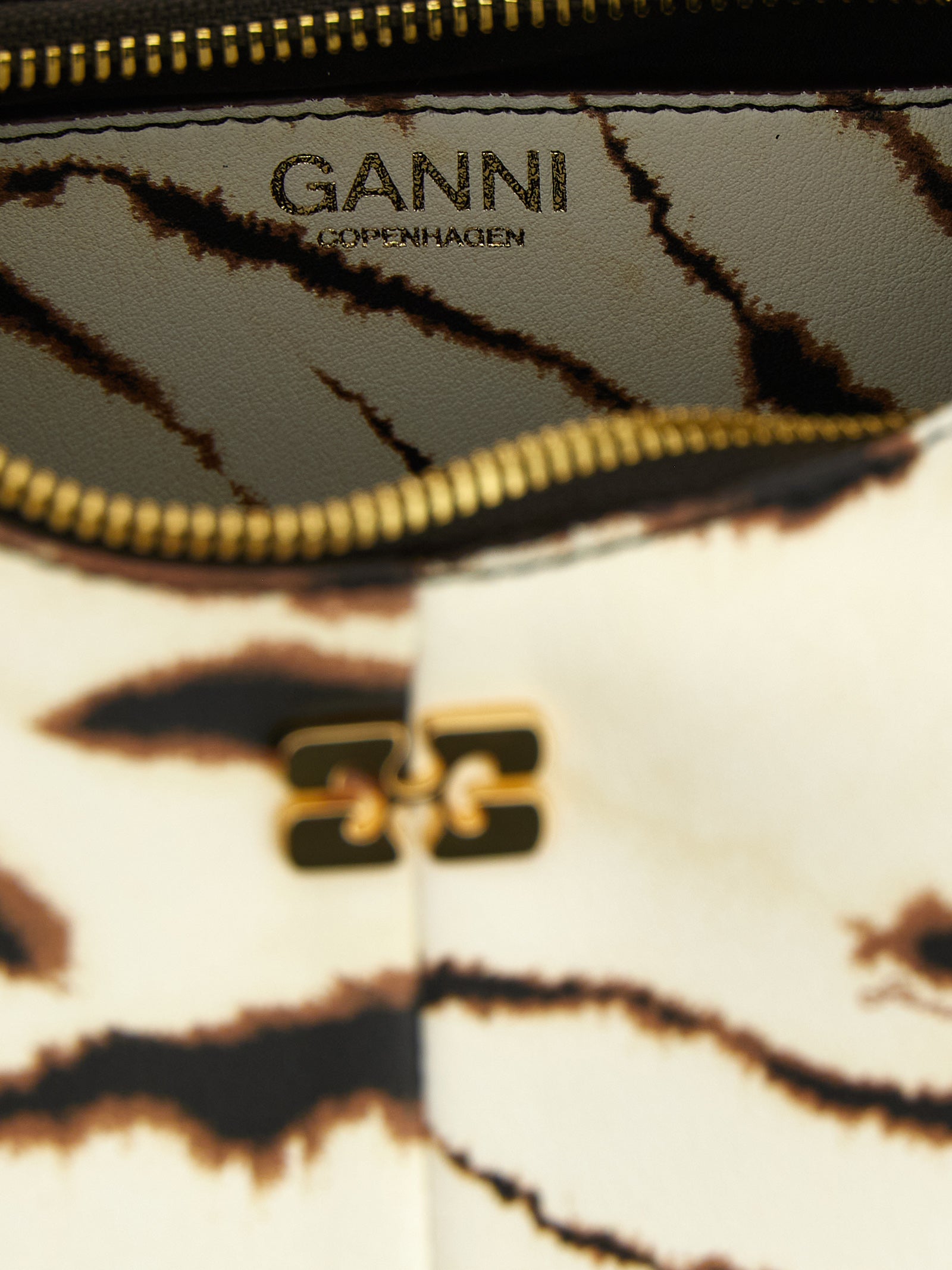 Ganni Multicolor Recycled Polyester Mini Hobo Zebra Handbag