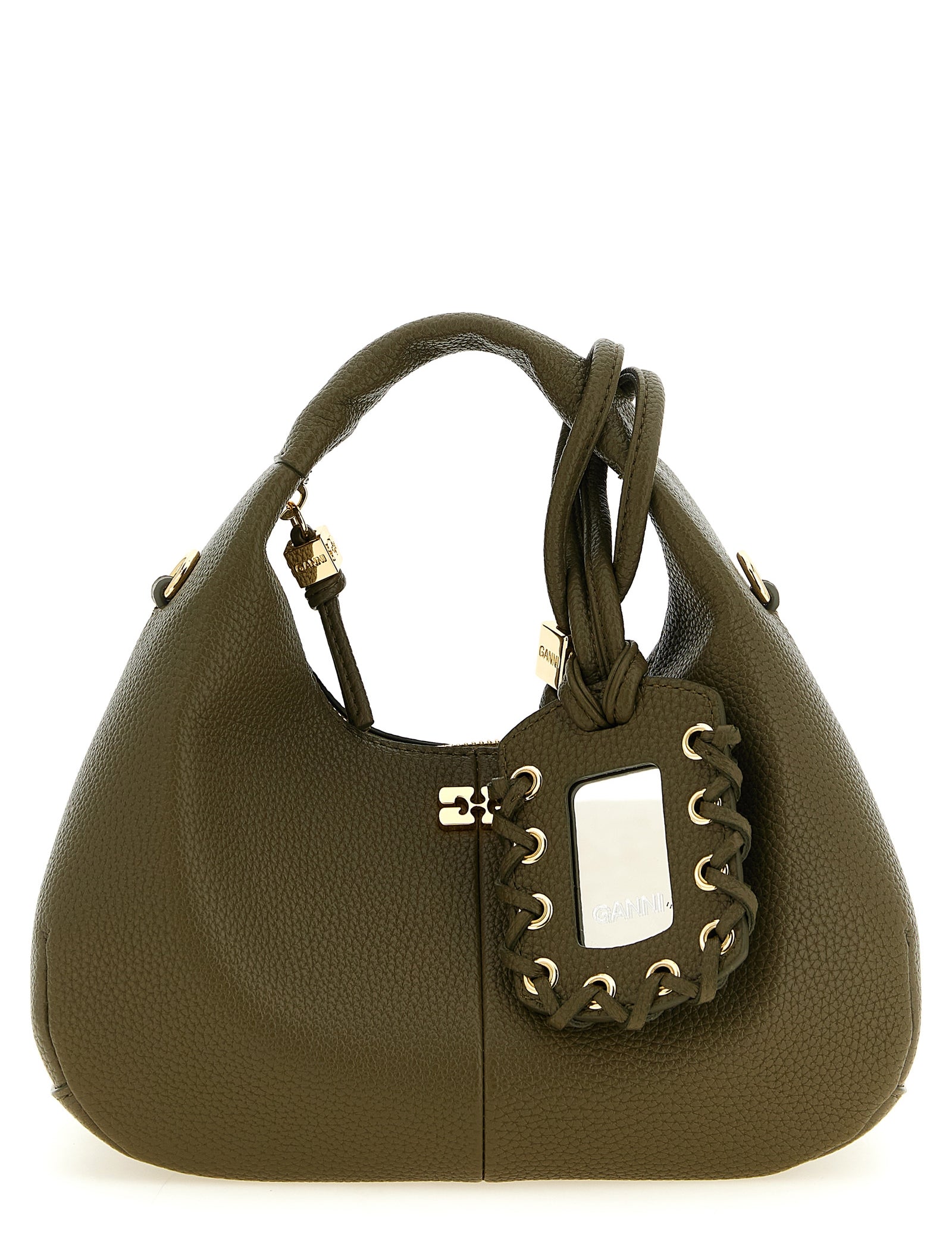 Ganni Green Polyester Mini Hobo Handbag