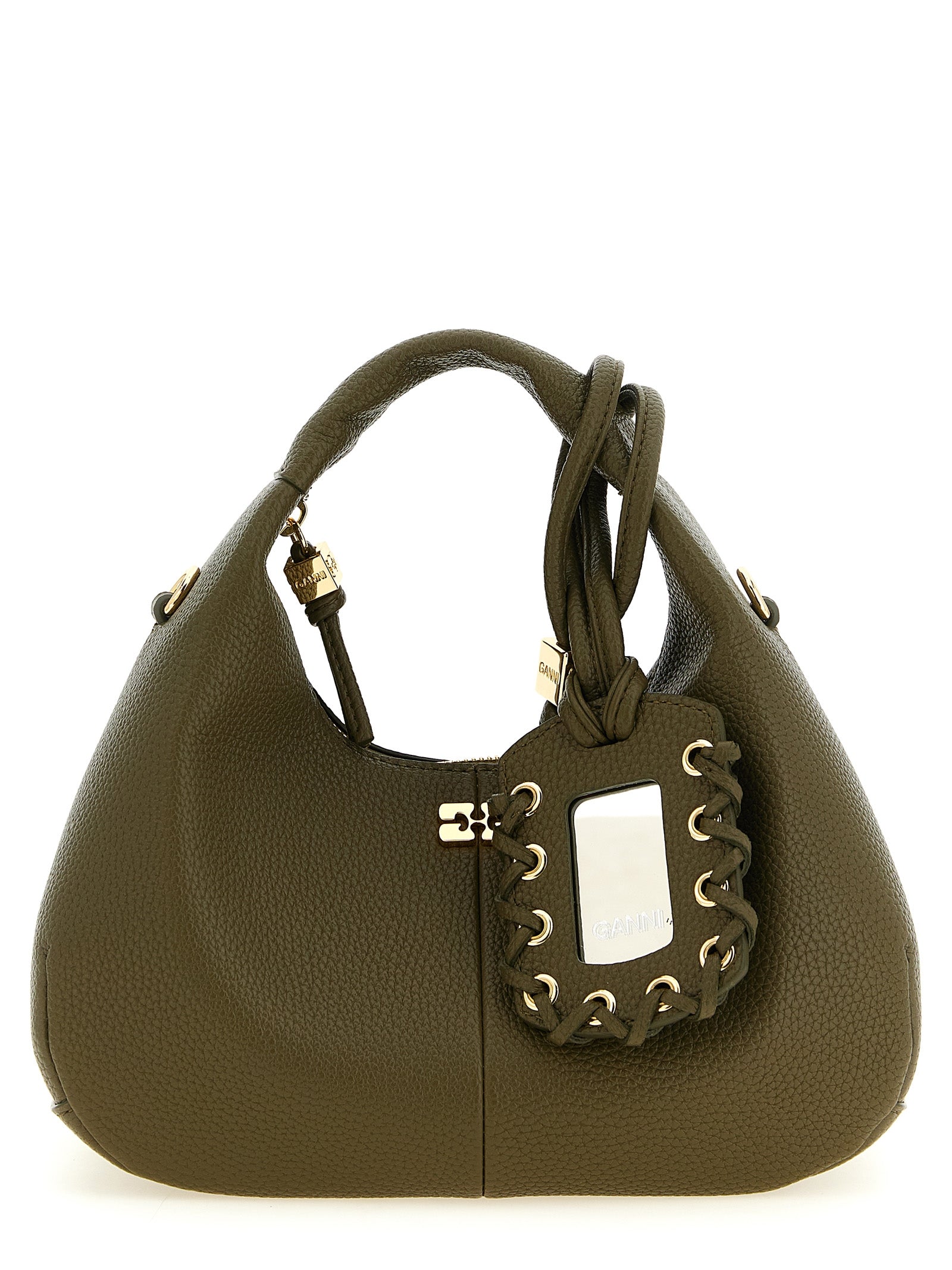 Ganni Green Polyester Mini Hobo Handbag