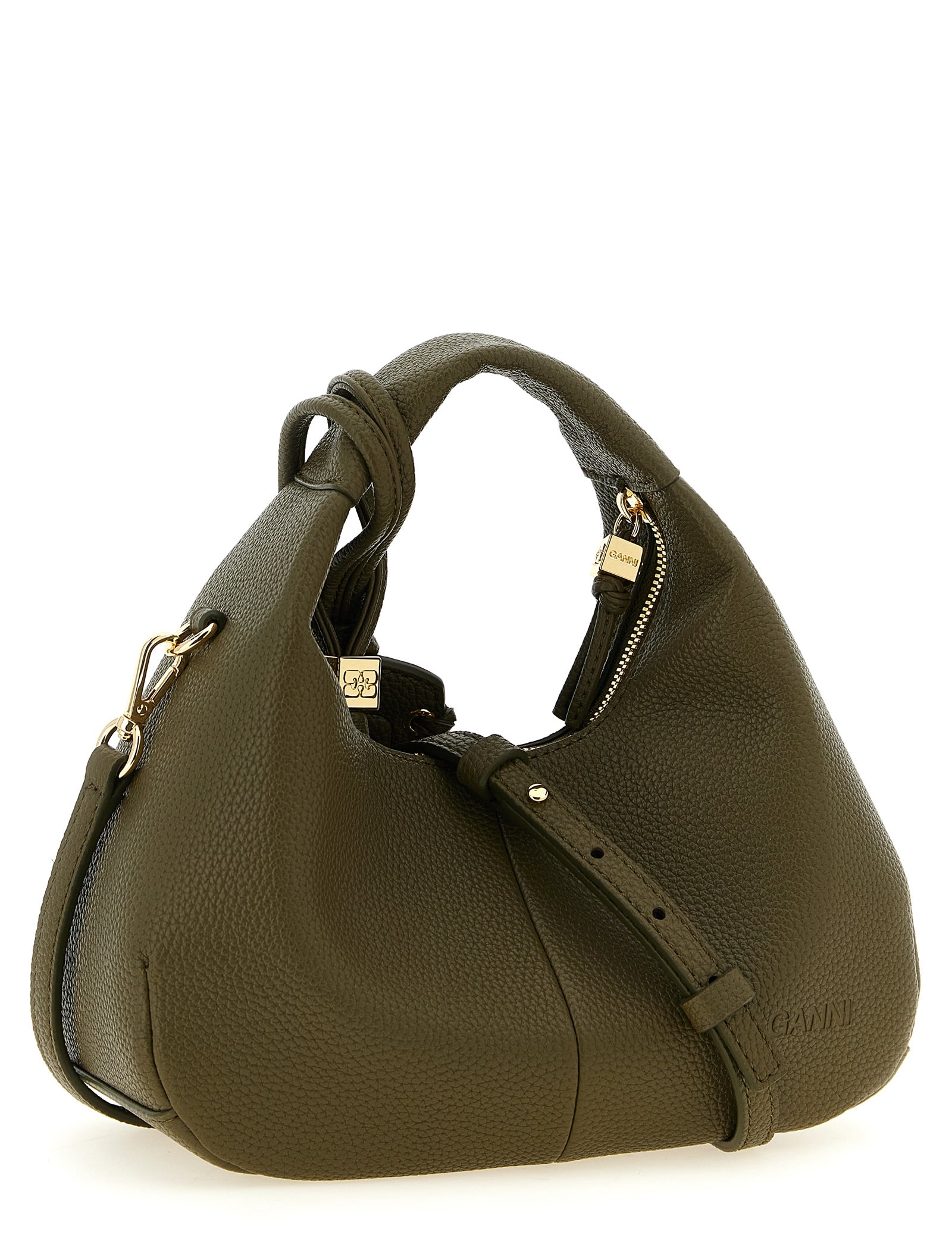 Ganni Green Polyester Mini Hobo Handbag