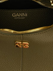 Ganni Green Polyester Mini Hobo Handbag