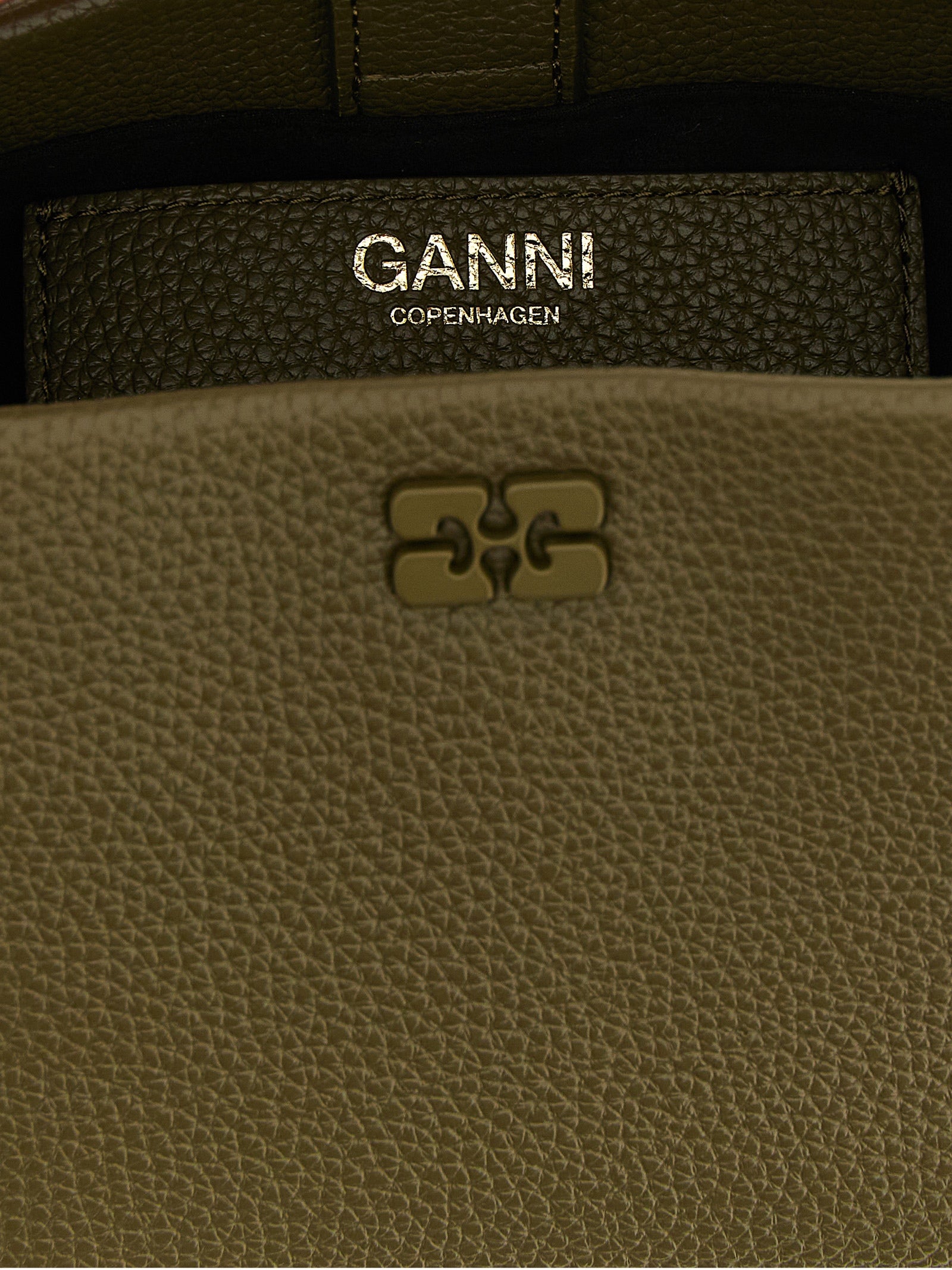 Ganni Olive Green Faux Leather Mini Handbag
