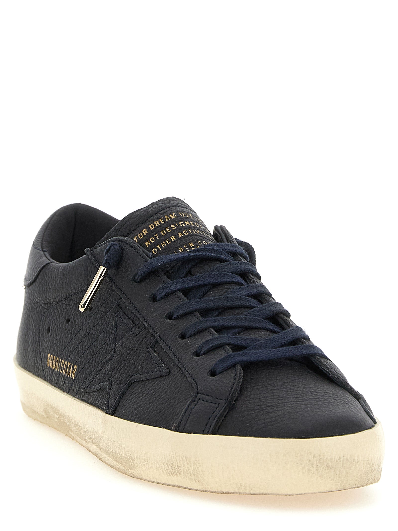 Golden Goose Blue Leather Low Top Sneakers