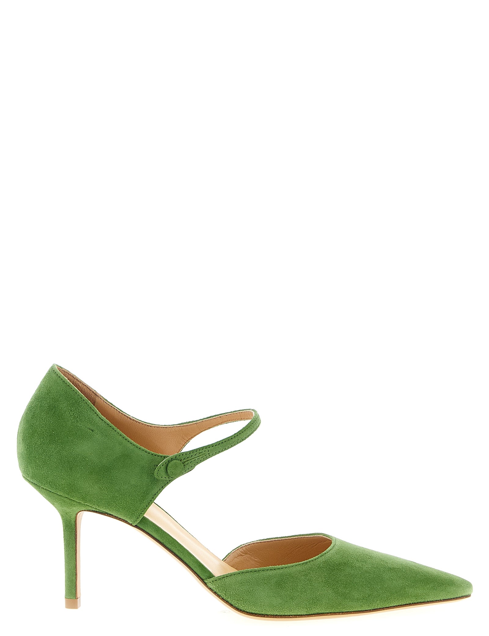 Francesco Russo Green Goatskin Mid-Heel Pumps