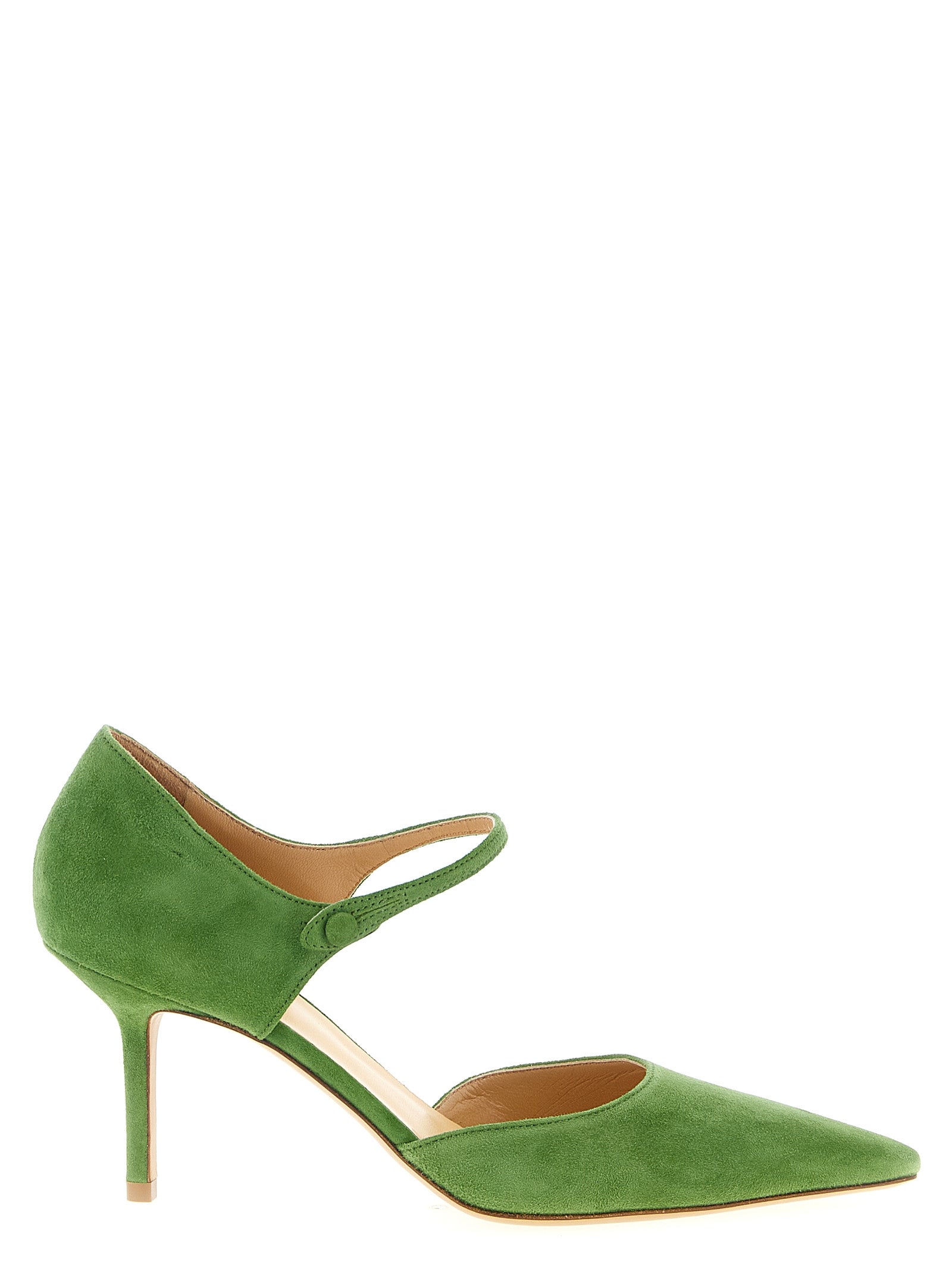Francesco Russo Green Goatskin Mid-Heel Pumps