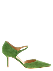 Francesco Russo Green Goatskin Mid-Heel Pumps