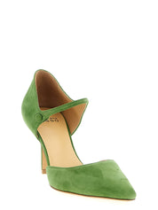 Francesco Russo Green Goatskin Mid-Heel Pumps