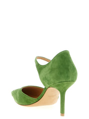 Francesco Russo Green Goatskin Mid-Heel Pumps
