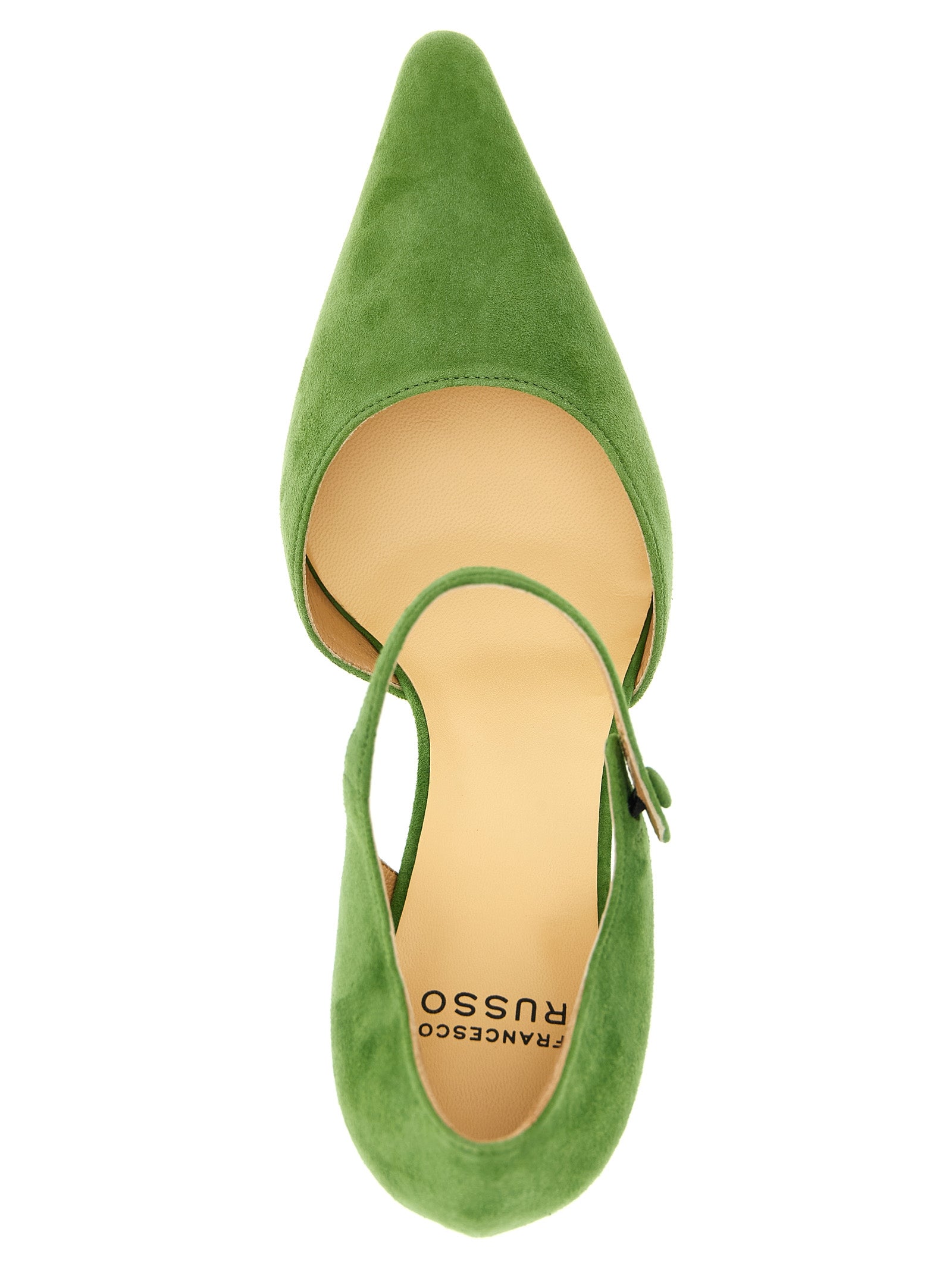 Francesco Russo Green Goatskin Mid-Heel Pumps