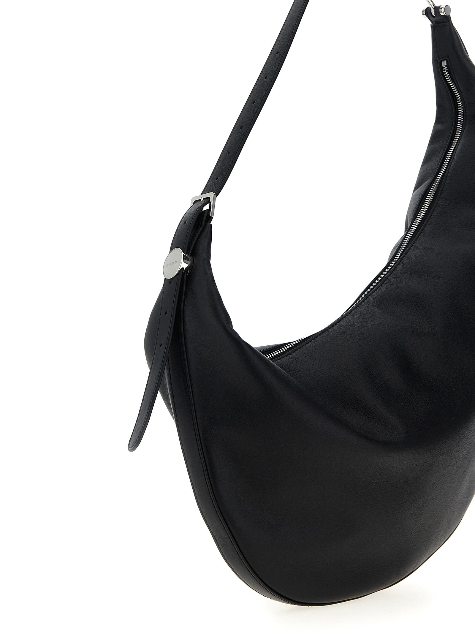 Marni Black Calfskin Hobo Small Shoulder Bag