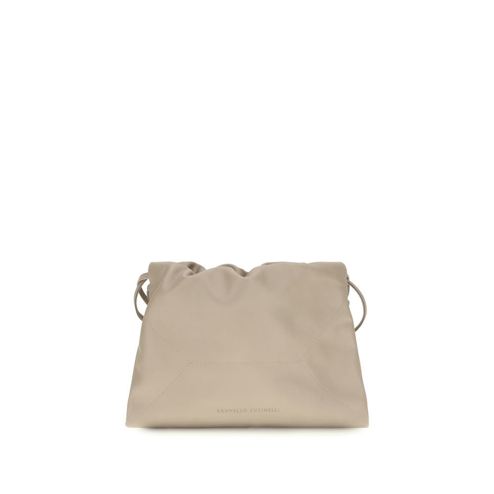 Brunello Cucinelli Beige Calf Leather Shoulder Bag