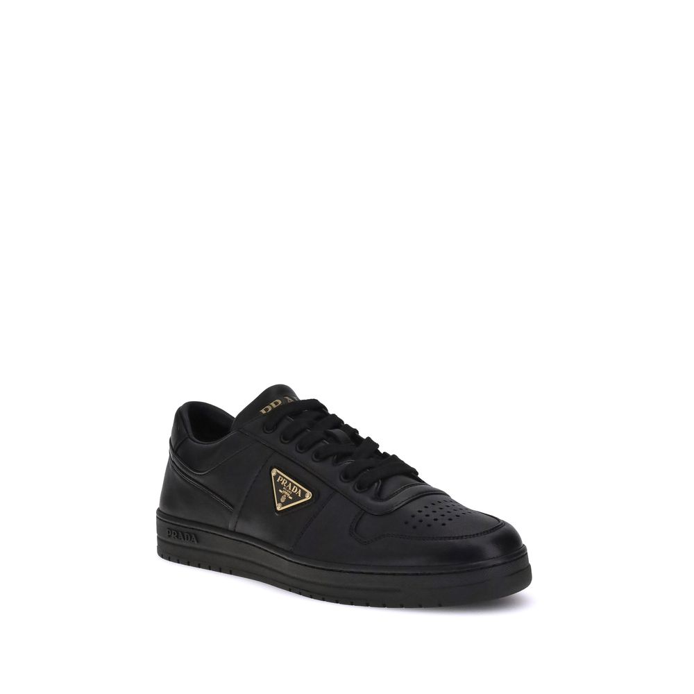 Prada Black Calf Leather Low Top Sneakers