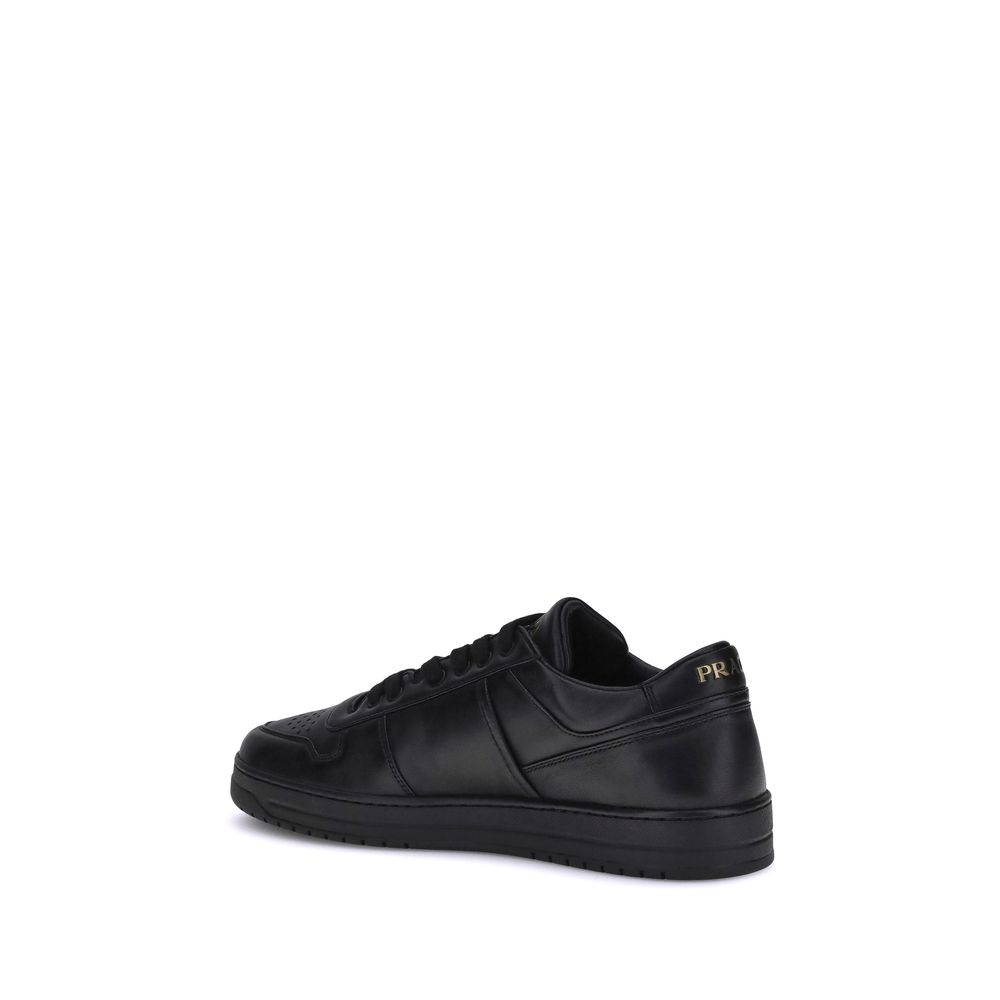 Prada Black Calf Leather Low Top Sneakers