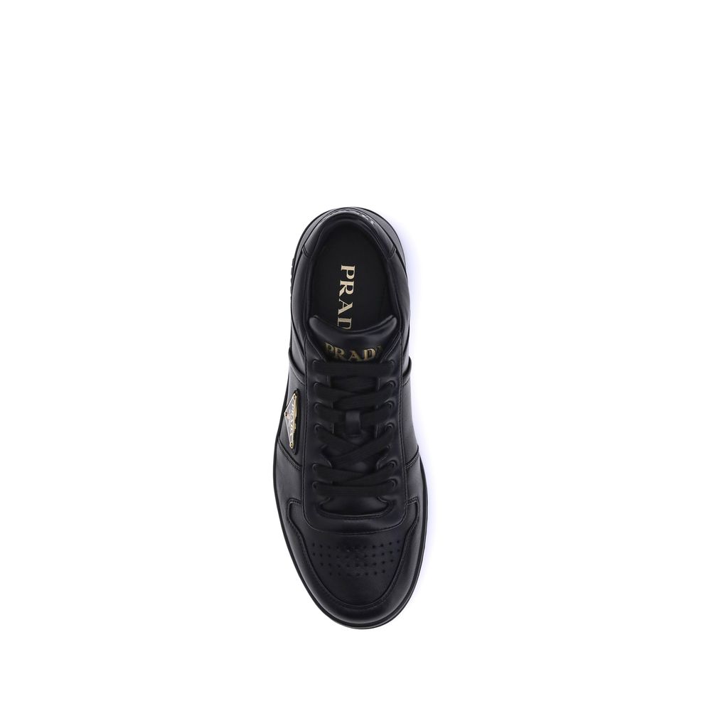 Prada Black Calf Leather Low Top Sneakers