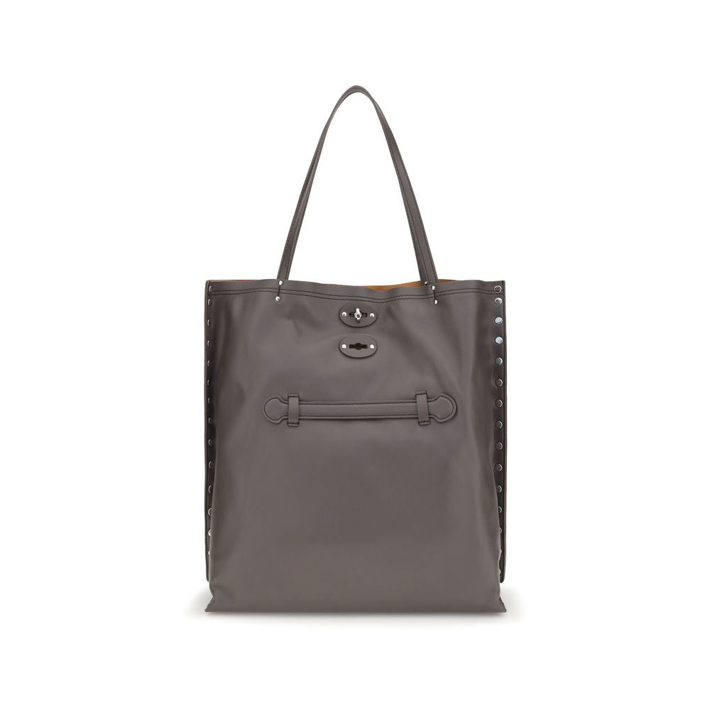 Zanellato Gray Calf Leather Shoulder Bag