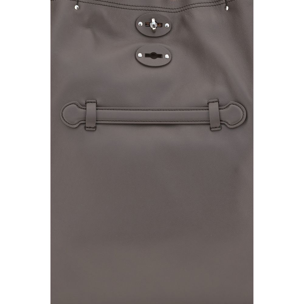 Zanellato Gray Calf Leather Shoulder Bag