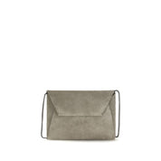 Brunello Cucinelli Gray Calf Leather Shoulder Bag