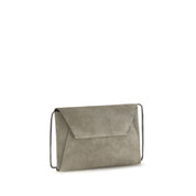 Brunello Cucinelli Gray Calf Leather Shoulder Bag