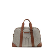 Brunello Cucinelli Beige Wool and Leather Travel Bag