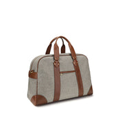 Brunello Cucinelli Beige Wool and Leather Travel Bag