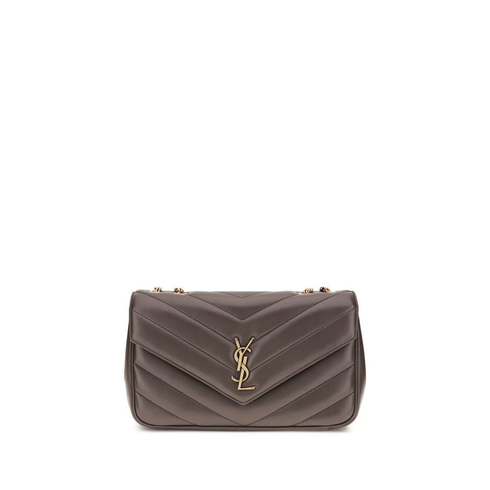 Saint Laurent Gray Lambskin Shoulder Bag