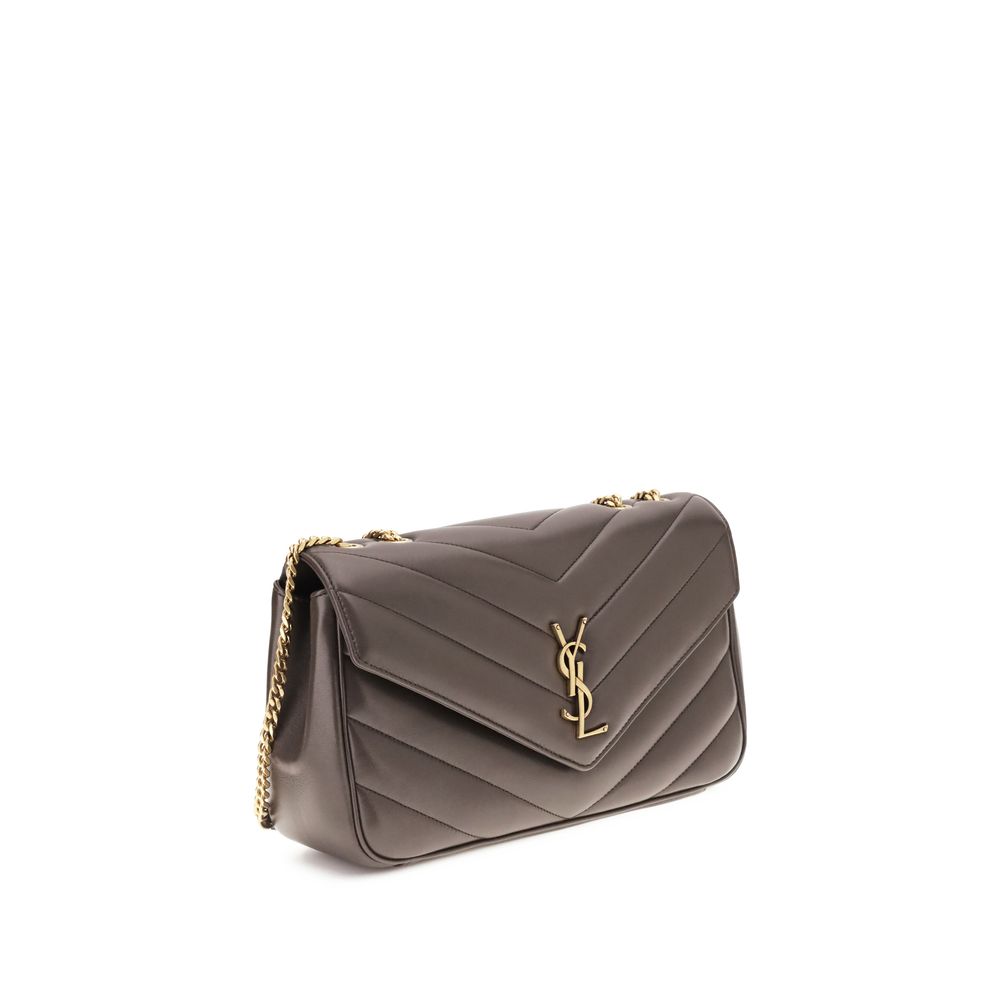 Saint Laurent Gray Lambskin Shoulder Bag