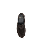 Saint Laurent Brown Calf Leather Slip-On Loafers