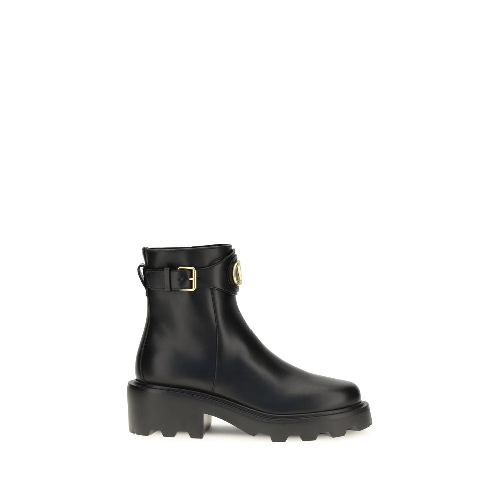Valentino Garavani Black Calf Leather Ankle Boots