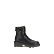 Valentino Garavani Black Calf Leather Ankle Boots