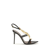 Giuseppe Zanotti Black Calf Leather Stiletto Heel Sandals
