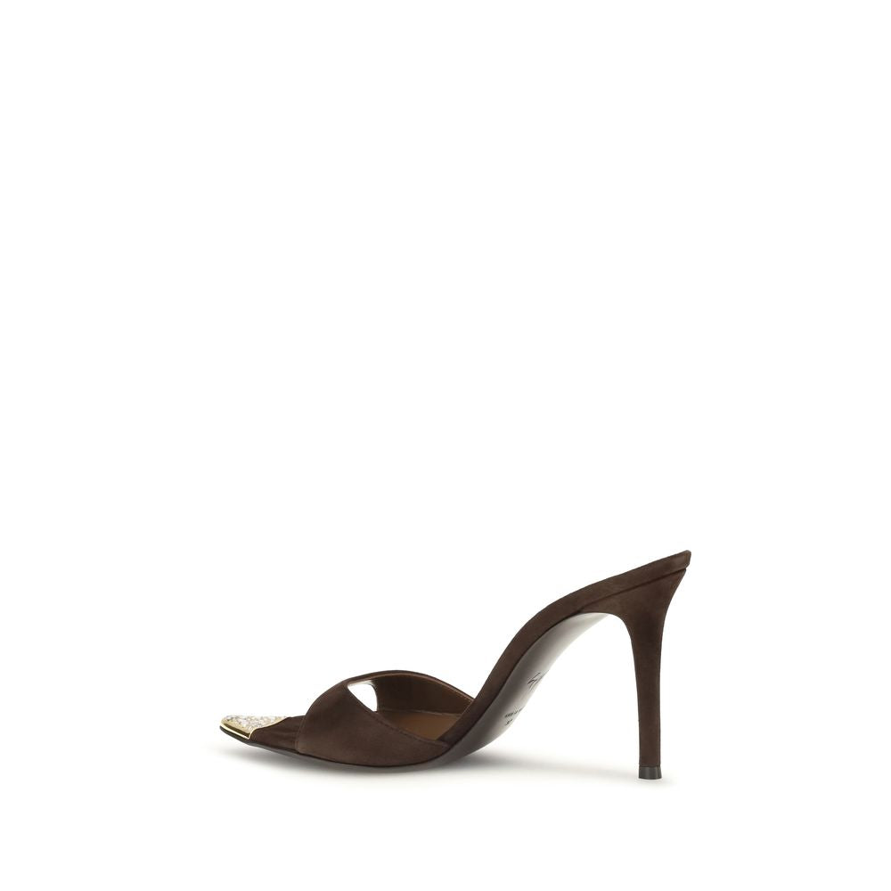 Giuseppe Zanotti Black Suede and Calf Leather Stiletto Heel Sandals