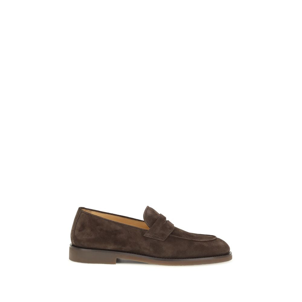 Brunello Cucinelli Brown Suede Leather Slip-On Loafers