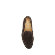 Brunello Cucinelli Brown Suede Leather Slip-On Loafers